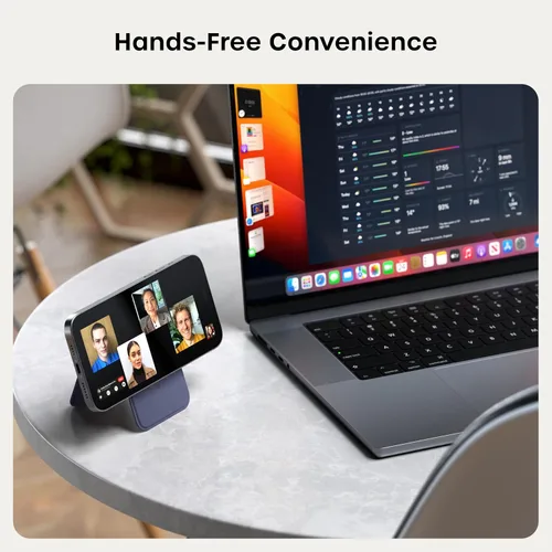 Vista 8 de Satechi Cartera magnética Magsafe, soporte para tarjetas de doble solapa, 4 ranuras con paso frontal NFC, accesorio ajustable para teléfono