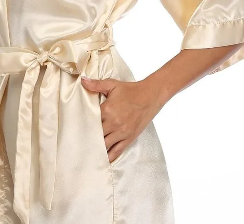 Vista 6 de Women's Satin Robes Silk Short Kimono Lightweight Bathrobe Silky Bride Bridesmaids for Wedding Gift Sleepwear