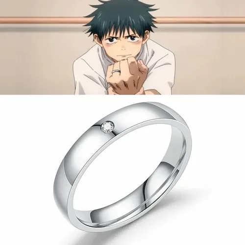 Vista 2 de Anime Jujutsu Kaisen Yuta Okkotsu Anillo de acero inoxidable Cosplay Props Hombres Mujeres Pareja Amante Anillo Joyería Accesorios Regalos