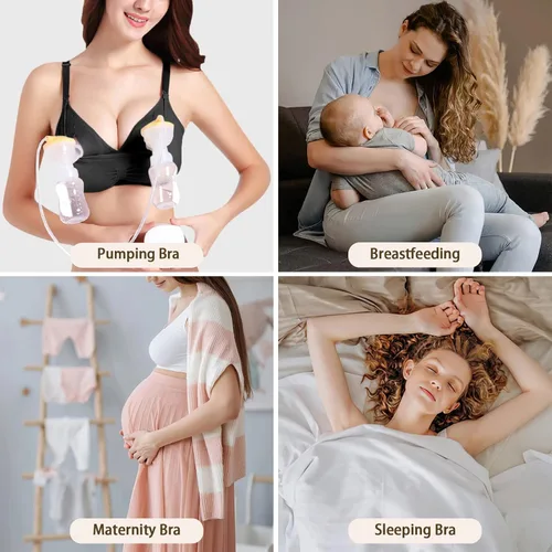 Vista 6 de 4HOW Pumping Bra Hands Free Nursing Pumping aBra All in One Wireless Padded Maternity Bralette for Large Bust