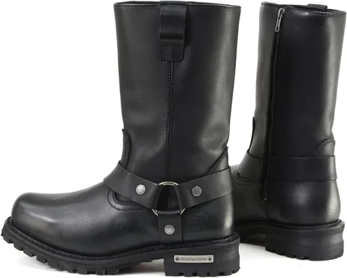 Vista 5 de Milwaukee Leather Botas impermeables para hombre, negras, de 11 pulgadas de ancho con puntera cuadrada, con arnés y cremallera MBM9061WP - 7W