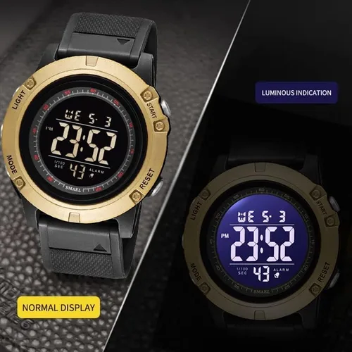 Vista 4 de SMAEL Reloj digital impermeable para hombre con luz LED, cronómetro, multifunción, reloj de pulsera para hombre
