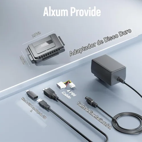 Vista 7 de Alxum IDE a SATA Adaptador USBC Lector de Disco Duro Externo con Fuente de Alimentación USB 3.0 5Gbps IDE Enclosure,Recovery Converter for