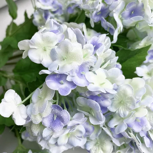 Vista 5 de YalzoneMet Bola de nieve artificial Viburnum 4 piezas de 26.8 pulgadas de color azul graduado, hortensias pequeñas, 2 cabezales, de látex natural