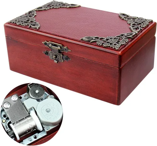 Vista 9 de ROSIKING Caja de música de madera con mecanismo de espejo, joyería tallada, cajas musicales, Navidad, cumpleaños, día de San Valentín, regalos Plays
