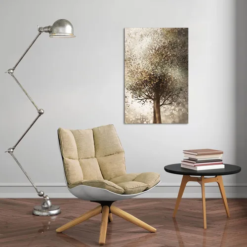 Vista 3 de OuElegent Lienzo de árbol marrón para pared, pintura de árbol de fantasía, imagen de tía, obra de arte para el hogar, oficina, dormitorio, sala