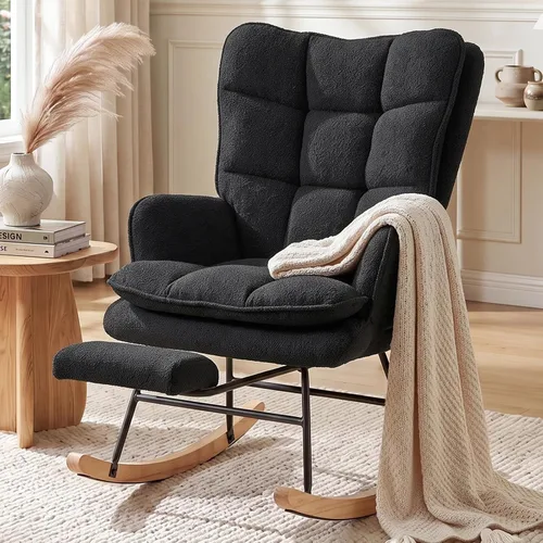 Vista 9 de Mecedora de doble capa para guardería, silla mecedora con reposapiés