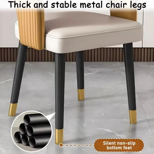 Vista 7 de YVYKFZD Mid Century Dining Chairs, Leather Kitchen Chairs Set, Dining Room Chair with Curved Backrest and Metal Legs, Upholstered Armchair Comfy