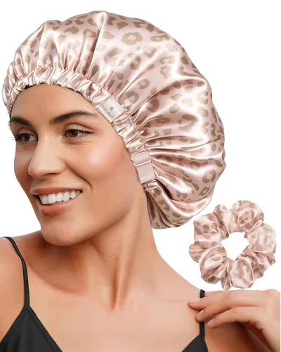 Vista 9 de YANIBEST Gorro de Satén Ajustable de Doble Capa Gorro de Cabello para Dormir, Gorros para Mujeres, Gorros para Cabello Natural Rizado, Gris Ceniza