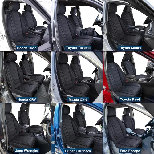 Vista 6 de OASIS AUTO Fundas para Asientos Delanteros de Automóvil, Fundas de Asiento Impermeables de Cuero Sintético para Automóviles Ajuste Universal