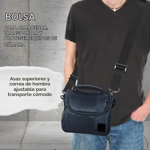 Vista 5 de eCostConnection Pequeña bolsa acolchada para cámara con correa para el hombro - Estuche compacto para cámara DSLR y sin espejo, funda protectora
