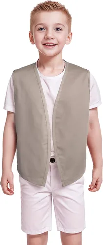 Vista 8 de TopTie Chaleco sin botones para niños, chaleco victoriano, para fiesta campesina, chalecos de disfraz Rojo