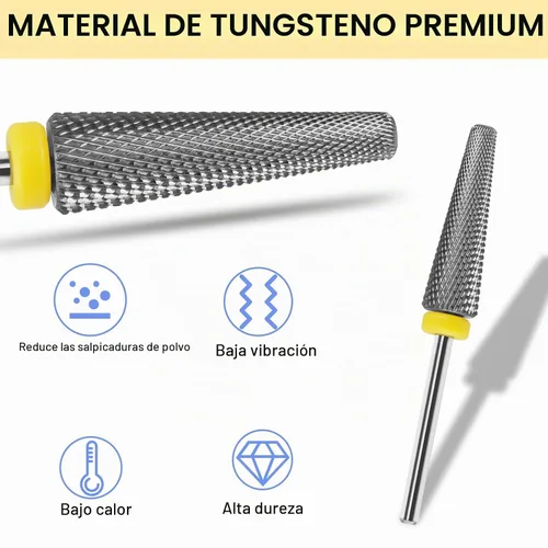 Vista 3 de Broca de carburo de tungsteno súper larga 5 en 1, broca electrónica para uñas de gel acrílico, eliminación de forma de uñas doble, broca de uñas