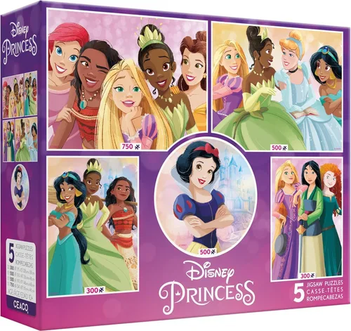 Vista 3 de Ceaco - Multipaquete 5 en 1 - Princesas Disney - (2) 300 piezas