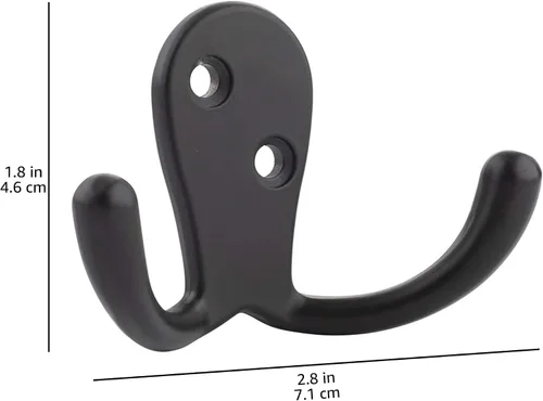 Vista 5 de Amazon Basics Gancho curvado de zinc para bata, color negro plano, paquete de 5 Curvo