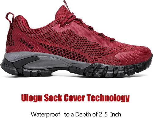 Vista 12 de ulogu Zapatos de senderismo impermeables para hombres y mujeres, cómodos, ligeros, antideslizantes, para caminar todo el día, para trabajar y caminar