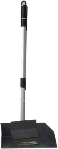 Vista 4 de Recolector resistente de desechos con pala, de Precision Pet, S, Plateado/Negro Pala y bandeja de acero chapado en zinc con mango de aluminio