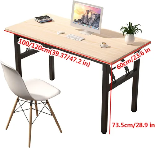 Vista 3 de TOMYEUS PC Desk Folding Wooden PC Desk Laptop Desk Portable for Home Office Modern Simple Writing Table PC Desk Study Table Furniture, 2 Colors Home
