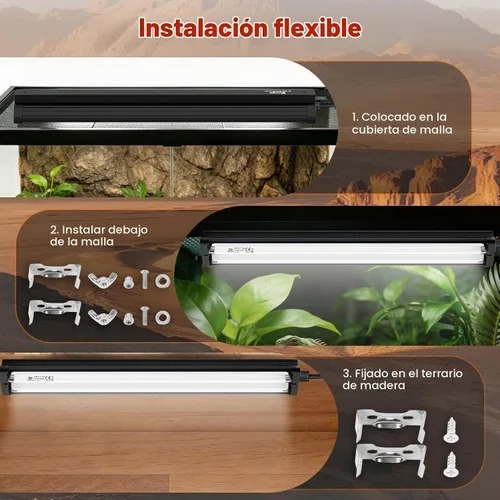 Vista 5 de T5 10.0 UVB Kit combinado de lámpara de reptil 24W 22", con tarjeta
