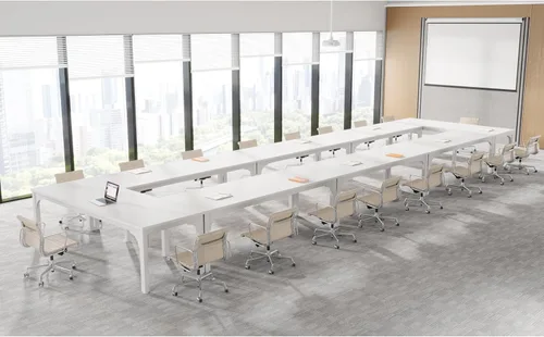 Vista 21 de Mesa de conferencias de 6.56 pies, mesa de seminario rectangular grande súper resistente para 8 personas, mesas largas de negocios, 1 unidad