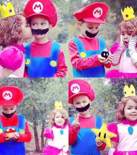 Vista 7 de PIIDUOO Mario Costume for Kids Halloween - Super Bros Mario Hat Mustaches Gloves Costumes Accessories for Boys Girls Cosplay