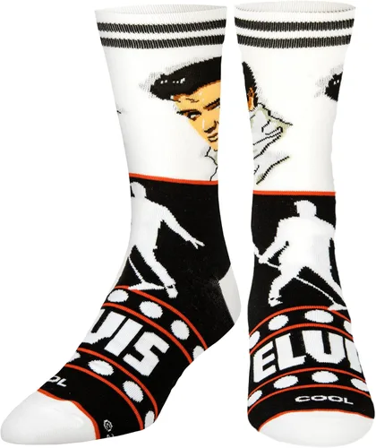 Vista 2 de Odd Sox, Elvis Presley, The King of Rock N Roll - Calcetines para hombre, divertidos regalos de coleccionista, Negro