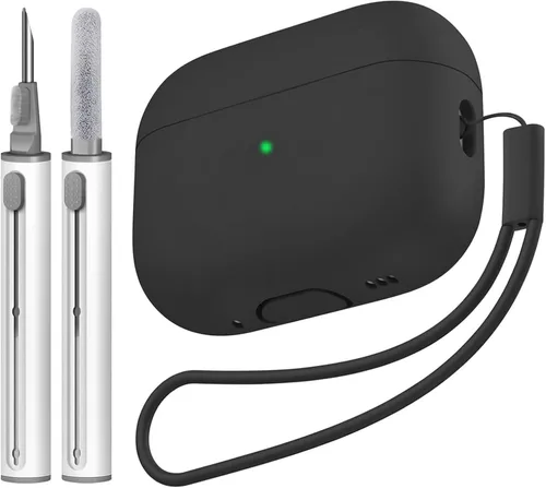 Vista 28 de Compatible con Airpods Pro 2 Case, Funda Protectora de Piel de Silicona Suave con Kit de Limpieza y Cordón Compatible para AirPod Pro de 2ª