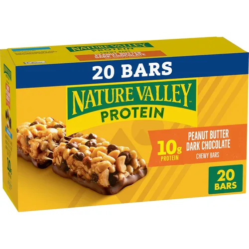 Vista 4 de Nature Valley Barras de granola con proteína, arándano y nueces, barras de merienda masticables, 5 barras, 7.1 OZ 0.35 onzas de proteína por