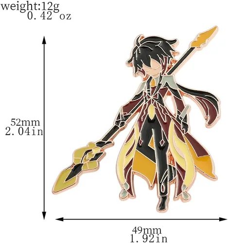 Vista 7 de Genshin Pin esmaltado de Kaeya Alberich figura solapa insignia broche lindo anime ropa mochila bufanda, accesorios regalos para mujeres hombres joyas