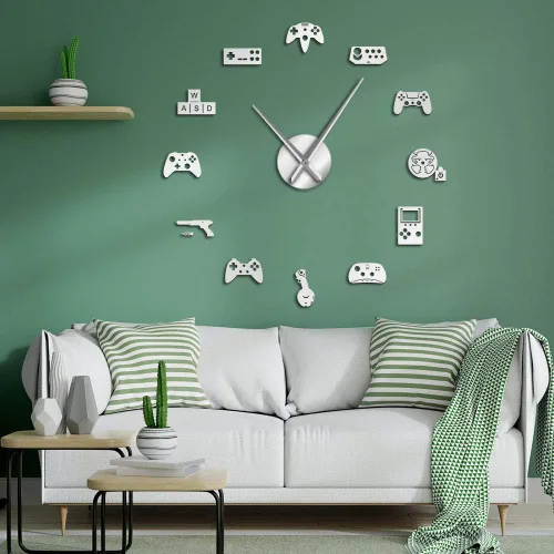 Vista 10 de The Geeky Days Controlador de juegos de video DIY reloj de pared gigante juego joysticks pegatinas Gamer arte de pared video juegos signos niño