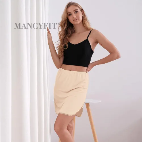 Vista 5 de MANCYFIT Media falda corta para mujer con ribete de encaje floral