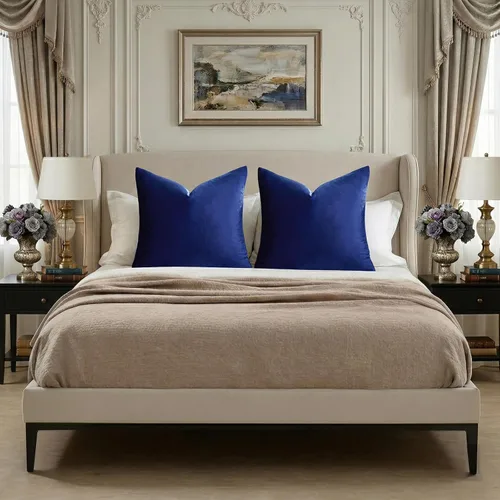 Vista 167 de GIGIZAZA Juego de 2 fundas de almohada doradas de terciopelo de 20 x 20 pulgadas para sofá Almohadas para sofá, tela texturizada suave de 9.88
