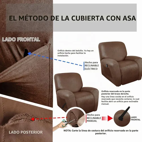 Vista 8 de ANARACHON Fundas para Sillas Reclinables Tipo Cuero, 4 Piezas Funda para Sillón Reclinable Lazy Boy, Protector de Muebles - Funda Suave Lavable