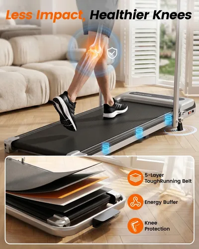 Vista 5 de Walking Pad Treadmill, Folding Treadmill for Home with Handrail& Incline