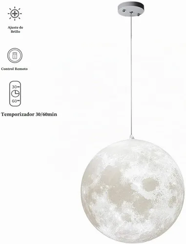 Vista 7 de MQ Lámpara colgante de luna de 10 pulgadas con control remoto, brillo ajustable de 3000 K-6500 K, luz de techo de impresión 3D para el hogar