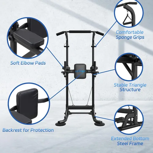 Vista 9 de Pull Up Dip Station for Home Gym, Power Tower with Backrest, Adjustable Height Pull Up Bar Stand, Multifunctional Strength Training Fitness Workout