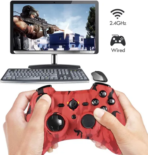 Vista 8 de EasySMX Controlador inalámbrico 24G para PS3 gamepads de PC con rango de botón de disparo de vibración de hasta 328ft compatible con PC de vapor
