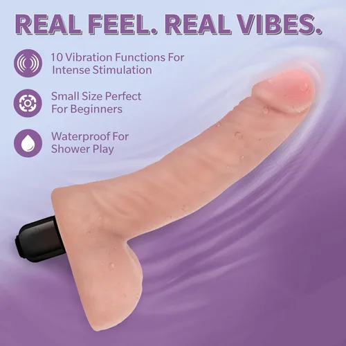 Vista 4 de Consolador vibrador Blush de 5.5 pulgadas para principiantes, 10 funciones vibratorias para estimulación intensa, estimulación del punto G, polla