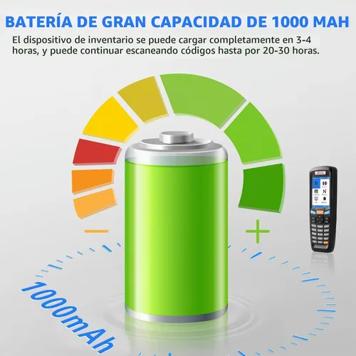 Vista 6 de Escáner de inventario, contador de coleccionista JRHC 2.4G inalámbrico 1D, escáner de código de barras láser de larga distancia de transmisión