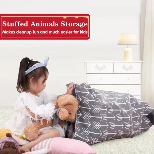 Vista 4 de Jorbest Puf de almacenamiento de animales de peluche para niños y adultos, puf de animales de peluche, asiento de lona de alta calidad, solo funda