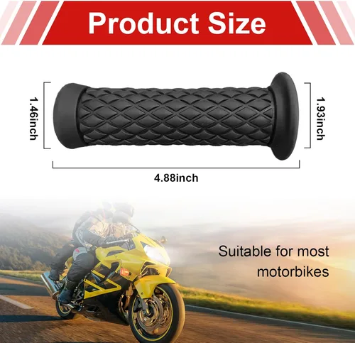 Vista 2 de Augeny Empuñaduras para Motocicleta, Manillares de Goma Antideslizante Vintage de 7/8", Puños Suaves de Motocicleta para Comodidad de las Manos