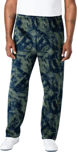 Vista 14 de KingSize - Pantalones de chándal para hombre grandes y altos de forro polar con parte inferior abierta Negro (0816)