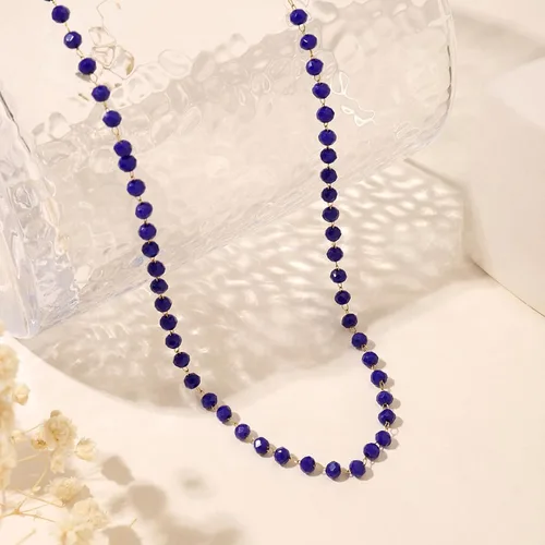 Vista 26 de Gargantilla con cuentas para mujer, chapada en oro de 18 quilates, gargantilla delicada para mujer