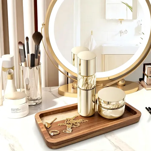 Vista 4 de Bandeja de baño para mostrador, bandeja de madera para baño, tanque de inodoro, perfume 11.8 pulgadas de largo x 5.9 pulgadas de ancho x 0.8 Acacia