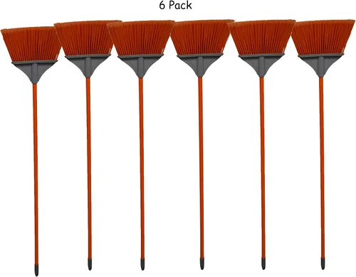 Vista 2 de IMUSA Escoba triangular para interiores o exteriores de Estados Unidos (paquete de 6) con mango de metal naranja