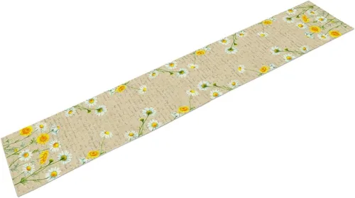 Vista 6 de Camino de mesa de primavera con margaritas, rústico, de temporada, con margaritas, acuarela, letras vintage, cocina, comedor, cocina, sala de estar