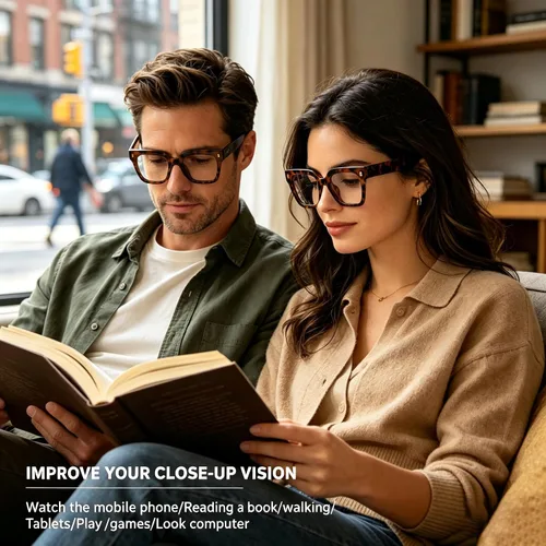 Vista 2 de AQWANO Oversized Square Reading Glasses Women, Blue Light Blocking Computer Glasses, 3-Pack Fashion Large Frame Readers