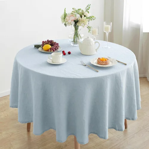 Vista 23 de Linen World - Mantel de lino de otoño de 90 x 60 pulgadas, mantel rectangular lavable de lino francés para comedor, al aire libre, bodas