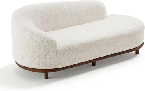 Vista 16 de Sofá de asiento profundo moderno de 3 plazas con patas de madera de abedul, sofá de cuero de 80.25 pulgadas, sofá tapizado suave para sala de estar