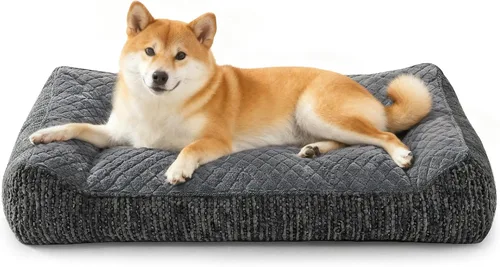 Vista 15 de JOEJOY Camas ortopédicas XL para perros de tamaño grande, extra gruesas, con apoyo y laterales, sofá cama ultrasuave para perros grandes, color Beige